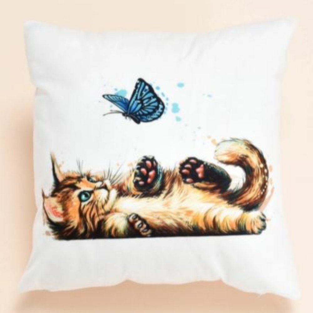 Adorable kitten throw pillow